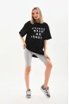 Unisex Baskılı Oversize T-shirt - Siyah