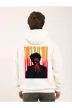 Unisex Baskılı Oversize Üç İplik Kapüşonlu Sweatshirt - Beyaz Unisex Baskılı Oversize Üç İplik Kapüşonlu Sweatshirt - Beyaz
