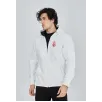 Unisex Baskılı Tam Fermuarlı Kapşonlu SweatShirt - Beyaz
