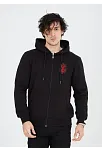 Unisex Baskılı Tam Fermuarlı Kapşonlu Sweatshirt - Siyah