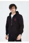 Unisex Baskılı Tam Fermuarlı Kapşonlu Sweatshirt - Siyah