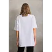 Unisex Bisiklet Yaka 20/1 Düz Oversize T-Shirt - Beyaz