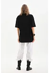 Unisex Bisiklet Yaka 20/1 Düz Oversize T-shirt - Siyah
