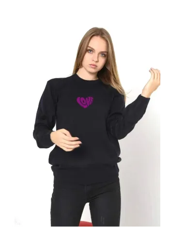 Unisex Bisiklet Yaka Baskılı Dokuma Triko - Siyah Unisex Bisiklet Yaka Baskılı Dokuma Triko - Siyah