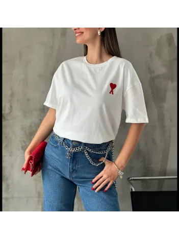 Unisex Bisiklet Yaka Baskılı Oversize T-Shirt - Beyaz Unisex Bisiklet Yaka Baskılı Oversize T-Shirt - Beyaz