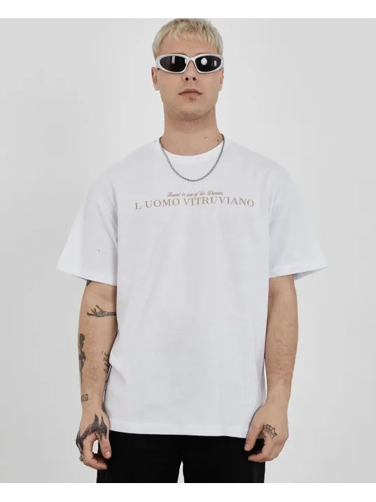 Unisex Bisiklet Yaka Baskılı Oversize T-Shirt - Beyaz Unisex Bisiklet Yaka Baskılı Oversize T-Shirt - Beyaz