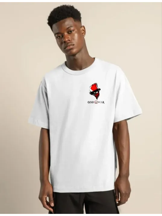 Unisex Bisiklet Yaka Baskılı Oversize T-Shirt - Beyaz Unisex Bisiklet Yaka Baskılı Oversize T-Shirt - Beyaz