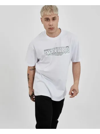 Unisex Bisiklet Yaka Baskılı Oversize T-shirt - Beyaz Unisex Bisiklet Yaka Baskılı Oversize T-shirt - Beyaz