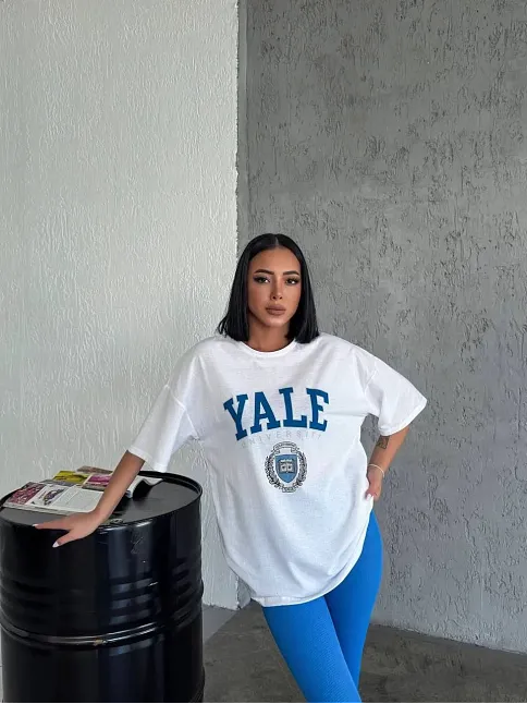 Kadın Baskılı T-shirt Kısa Kol Bisiklet Yaka Regular Fit Rahat Kalıp Günlük Tişört - Beyaz