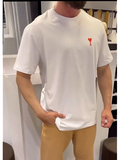 Unisex Bisiklet Yaka Baskılı Oversize T-shirt - Beyaz