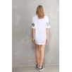 Unisex Bisiklet Yaka Baskılı Oversize T-Shirt - Beyaz