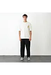 Unisex Bisiklet Yaka Baskılı Oversize T-shirt - Beyaz