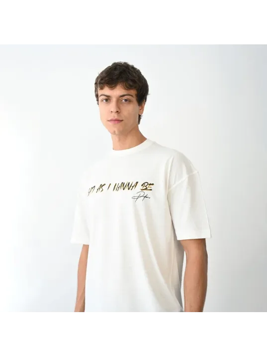 Unisex Bisiklet Yaka Baskılı Oversize T-Shirt - Beyaz Unisex Bisiklet Yaka Baskılı Oversize T-Shirt - Beyaz