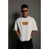 Unisex Bisiklet Yaka Baskılı Oversize T-Shirt - Beyaz Unisex Bisiklet Yaka Baskılı Oversize T-Shirt - Beyaz