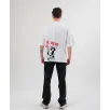 Unisex Bisiklet Yaka Baskılı Oversize T-Shirt - Beyaz Unisex Bisiklet Yaka Baskılı Oversize T-Shirt - Beyaz