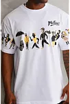 Unisex Bisiklet Yaka Baskılı Oversize T-shirt - Beyaz
