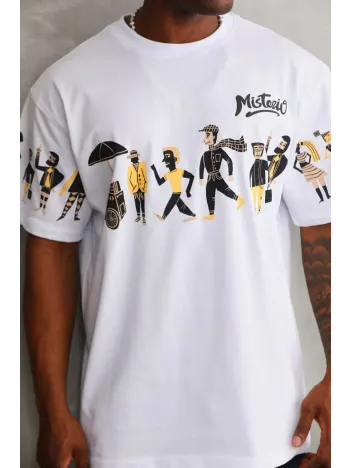 Unisex Bisiklet Yaka Baskılı Oversize T-Shirt - Beyaz Unisex Bisiklet Yaka Baskılı Oversize T-Shirt - Beyaz