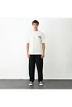 Unisex Bisiklet Yaka Baskılı Oversize T-shirt - Beyaz