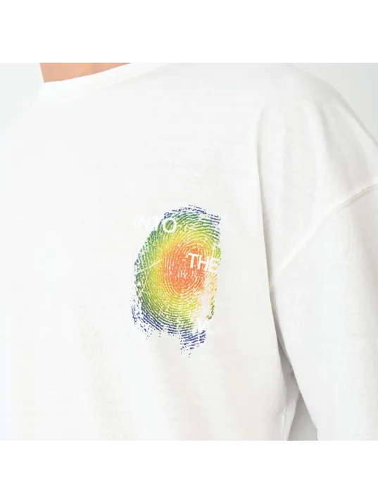 Unisex Bisiklet Yaka Baskılı Oversize T-shirt - Beyaz Unisex Bisiklet Yaka Baskılı Oversize T-shirt - Beyaz