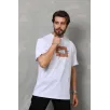 Unisex Bisiklet Yaka Baskılı Oversize T-Shirt - Beyaz Unisex Bisiklet Yaka Baskılı Oversize T-Shirt - Beyaz