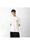 Unisex Bisiklet Yaka Baskılı Oversize T-shirt - Beyaz