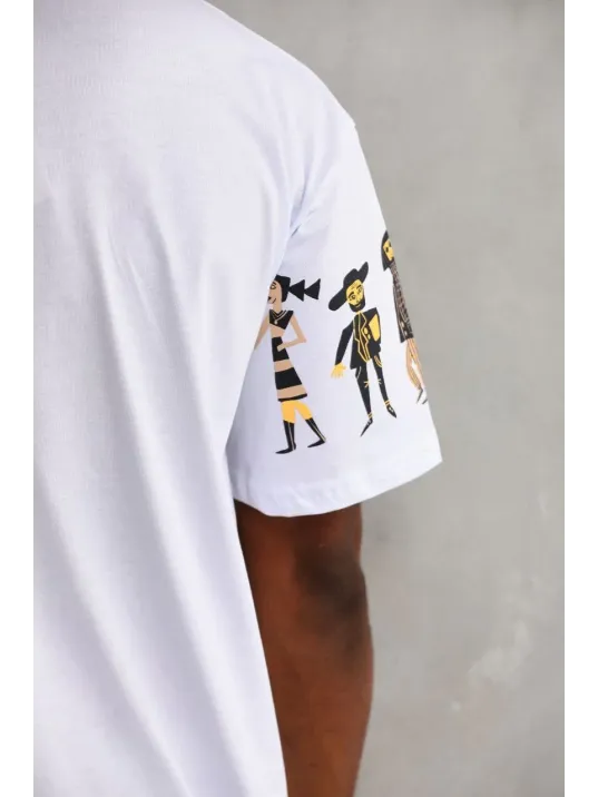 Unisex Bisiklet Yaka Baskılı Oversize T-Shirt - Beyaz Unisex Bisiklet Yaka Baskılı Oversize T-Shirt - Beyaz