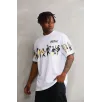 Unisex Bisiklet Yaka Baskılı Oversize T-Shirt - Beyaz Unisex Bisiklet Yaka Baskılı Oversize T-Shirt - Beyaz