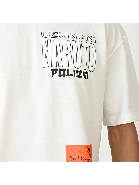 Unisex Bisiklet Yaka Baskılı Oversize T-shirt - Beyaz