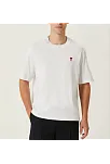 Unisex Bisiklet Yaka Baskılı Oversize T-shirt - Beyaz