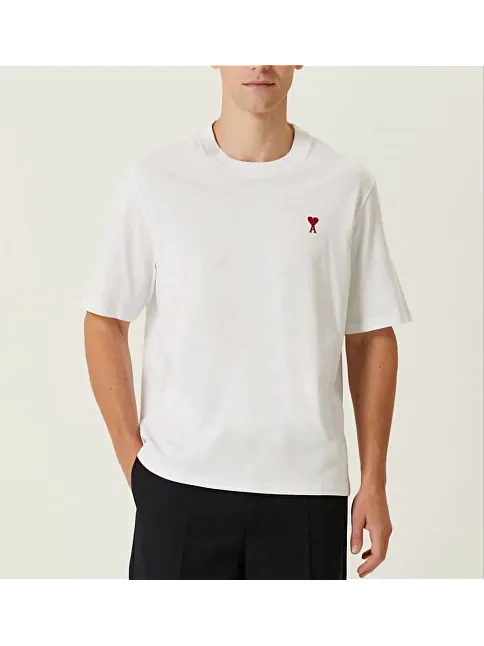 Unisex Bisiklet Yaka Baskılı Oversize T-shirt - Beyaz