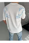 Erkek Bisiklet Yaka Baskılı Kısa Kol T-shirt - Beyaz