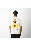 Unisex Bisiklet Yaka Baskılı Oversize T-shirt - Beyaz
