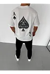 Unisex Bisiklet Yaka Baskılı Oversize T-shirt - Beyaz