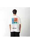 Unisex Bisiklet Yaka Baskılı Oversize T-shirt - Beyaz