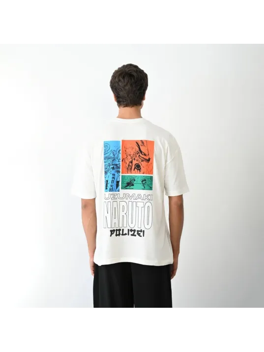 Unisex Bisiklet Yaka Baskılı Oversize T-Shirt - Beyaz Unisex Bisiklet Yaka Baskılı Oversize T-Shirt - Beyaz