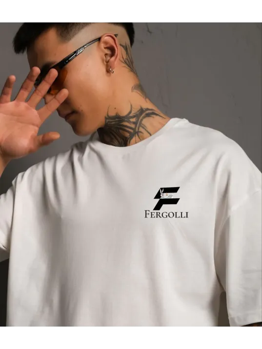 Unisex Bisiklet Yaka Baskılı Oversize T-Shirt - Beyaz Unisex Bisiklet Yaka Baskılı Oversize T-Shirt - Beyaz