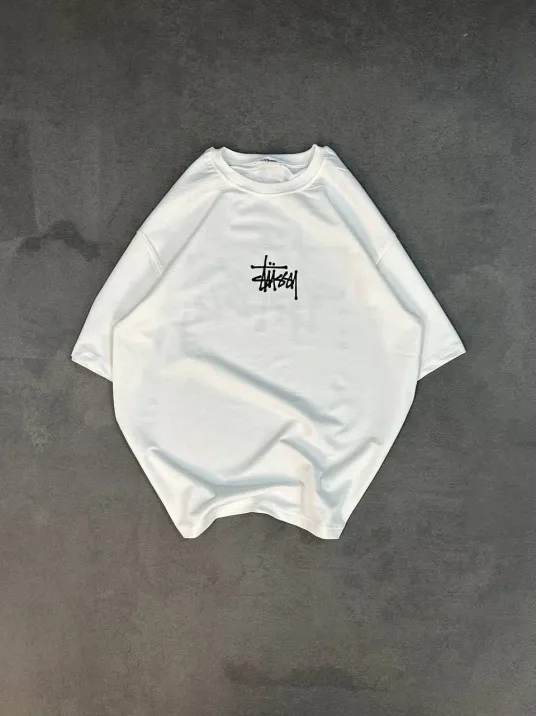 Unisex Bisiklet Yaka Baskılı Oversize T-Shirt - Beyaz Unisex Bisiklet Yaka Baskılı Oversize T-Shirt - Beyaz