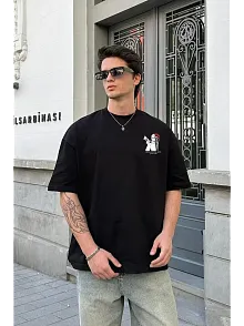 Erkek Baskılı T-shirt Kısa Kol Bisiklet Yaka Regular Fit Rahat Kalıp Günlük Tişört - Beyaz