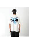 Unisex Bisiklet Yaka Baskılı Oversize T-shirt - Beyaz