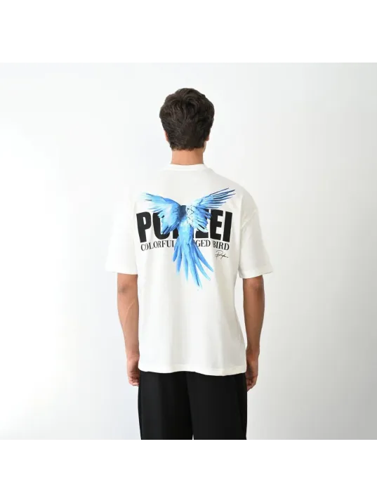 Unisex Bisiklet Yaka Baskılı Oversize T-Shirt - Beyaz Unisex Bisiklet Yaka Baskılı Oversize T-Shirt - Beyaz