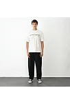 Unisex Bisiklet Yaka Baskılı Oversize T-shirt - Beyaz