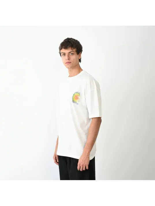 Unisex Bisiklet Yaka Baskılı Oversize T-Shirt - Beyaz Unisex Bisiklet Yaka Baskılı Oversize T-Shirt - Beyaz