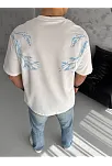 Erkek Bisiklet Yaka Baskılı Kısa Kol T-shirt - Beyaz