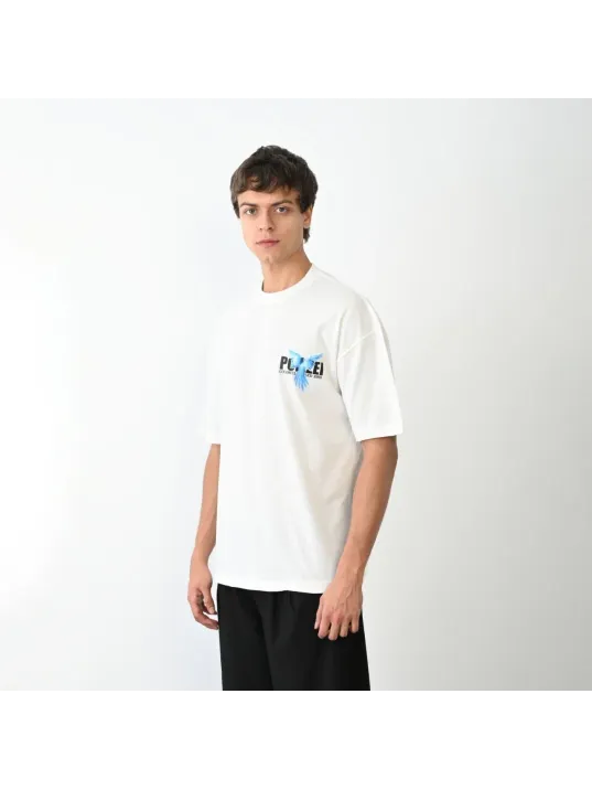 Unisex Bisiklet Yaka Baskılı Oversize T-Shirt - Beyaz Unisex Bisiklet Yaka Baskılı Oversize T-Shirt - Beyaz