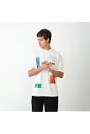 Unisex Bisiklet Yaka Baskılı Oversize T-shirt - Beyaz