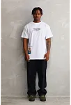 Unisex Bisiklet Yaka Baskılı Oversize T-shirt - Beyaz
