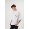 Unisex Bisiklet Yaka Baskılı Oversize T-Shirt - Beyaz Unisex Bisiklet Yaka Baskılı Oversize T-Shirt - Beyaz