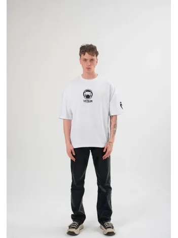 Unisex Bisiklet Yaka Baskılı Oversize T-Shirt - Beyaz Unisex Bisiklet Yaka Baskılı Oversize T-Shirt - Beyaz