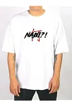 Unisex Bisiklet Yaka Baskılı Oversize T-shirt - Beyaz