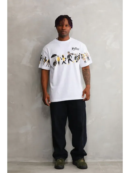 Unisex Bisiklet Yaka Baskılı Oversize T-Shirt - Beyaz Unisex Bisiklet Yaka Baskılı Oversize T-Shirt - Beyaz